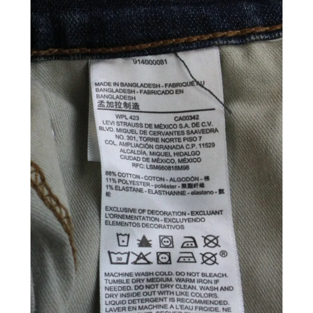 Levis Jeans Mens 40 x 30 Blue Cotton Blend Stretch Straight Signature‎ Gold